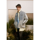 Unisex Jacket Retro Washed Ripped Denim Jacket Locomotive Overalls
